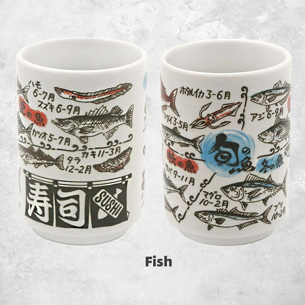 KIMLUD, Japanese Impression Ceramic Mugs 300ml Tea Wine Sushi Sake Cup Funny Family Restaurant Decoration Travel Gift for Friends, Fish / 300ml, KIMLUD APPAREL - Womens Clothes