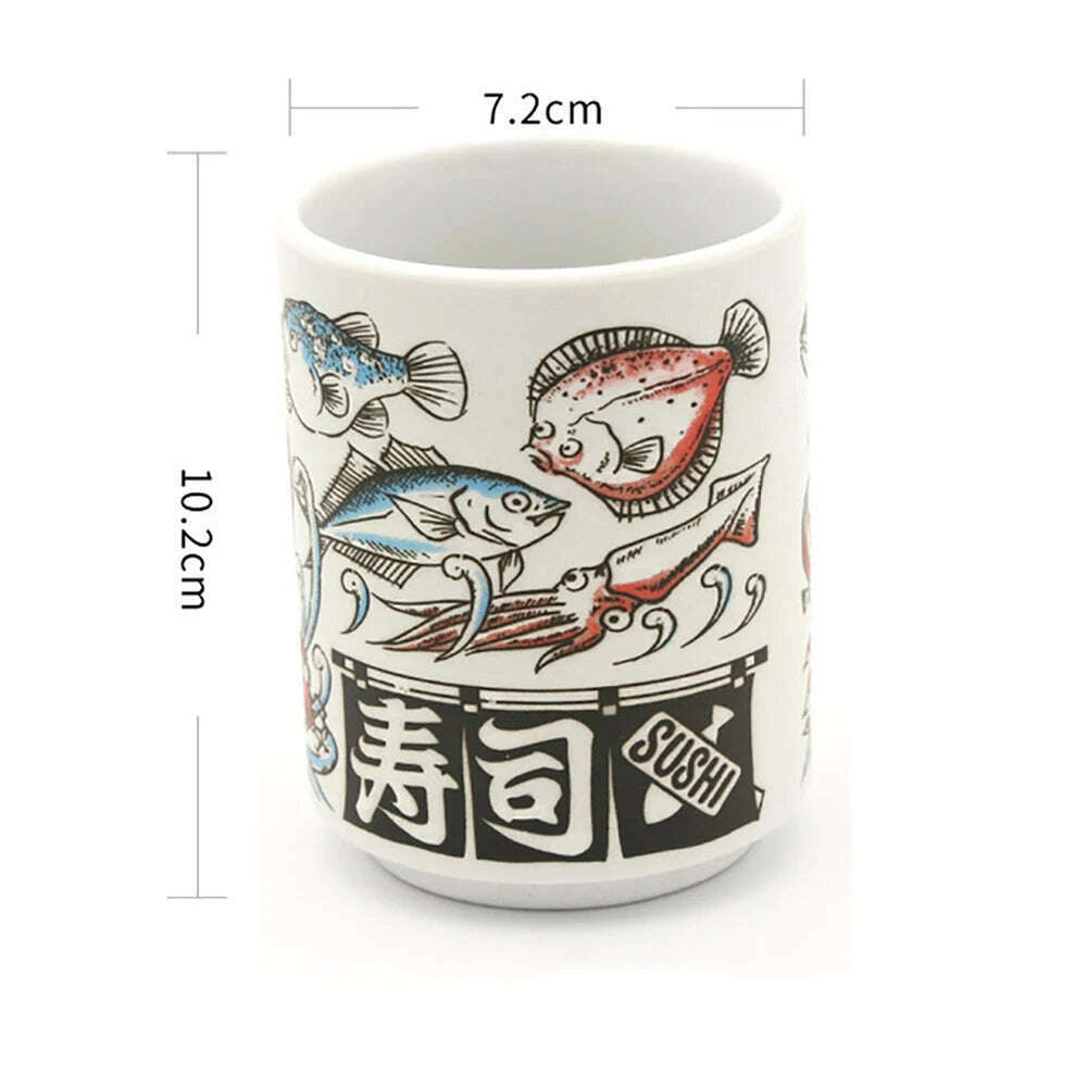 KIMLUD, Japanese Impression Ceramic Mugs 300ml Tea Wine Sushi Sake Cup Funny Family Restaurant Decoration Travel Gift for Friends, Fish 4 / 300ml, KIMLUD APPAREL - Womens Clothes