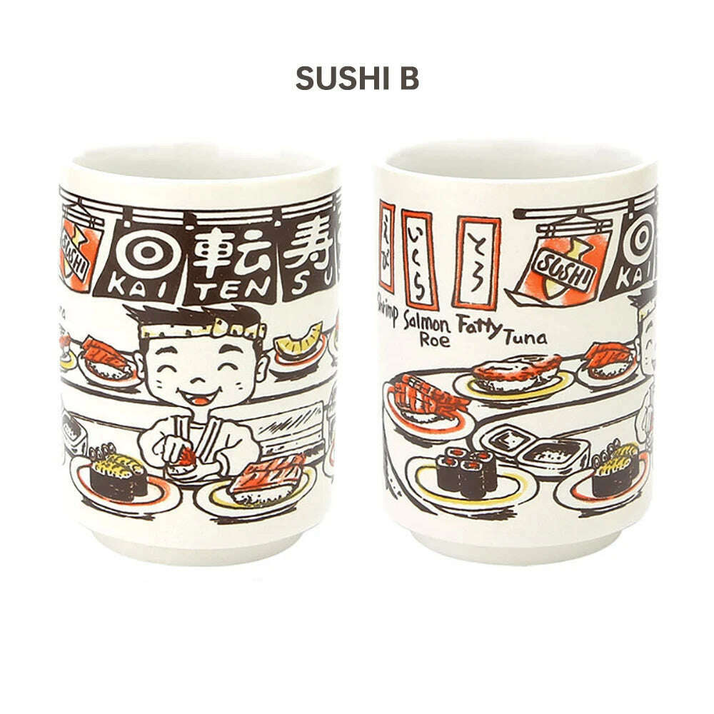 KIMLUD, Japanese Impression Ceramic Mugs 300ml Tea Wine Sushi Sake Cup Funny Family Restaurant Decoration Travel Gift for Friends, Sushi B / 300ml, KIMLUD APPAREL - Womens Clothes