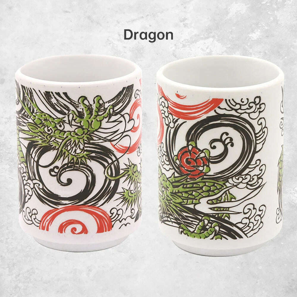 KIMLUD, Japanese Impression Ceramic Mugs 300ml Tea Wine Sushi Sake Cup Funny Family Restaurant Decoration Travel Gift for Friends, Dragon / 300ml, KIMLUD APPAREL - Womens Clothes