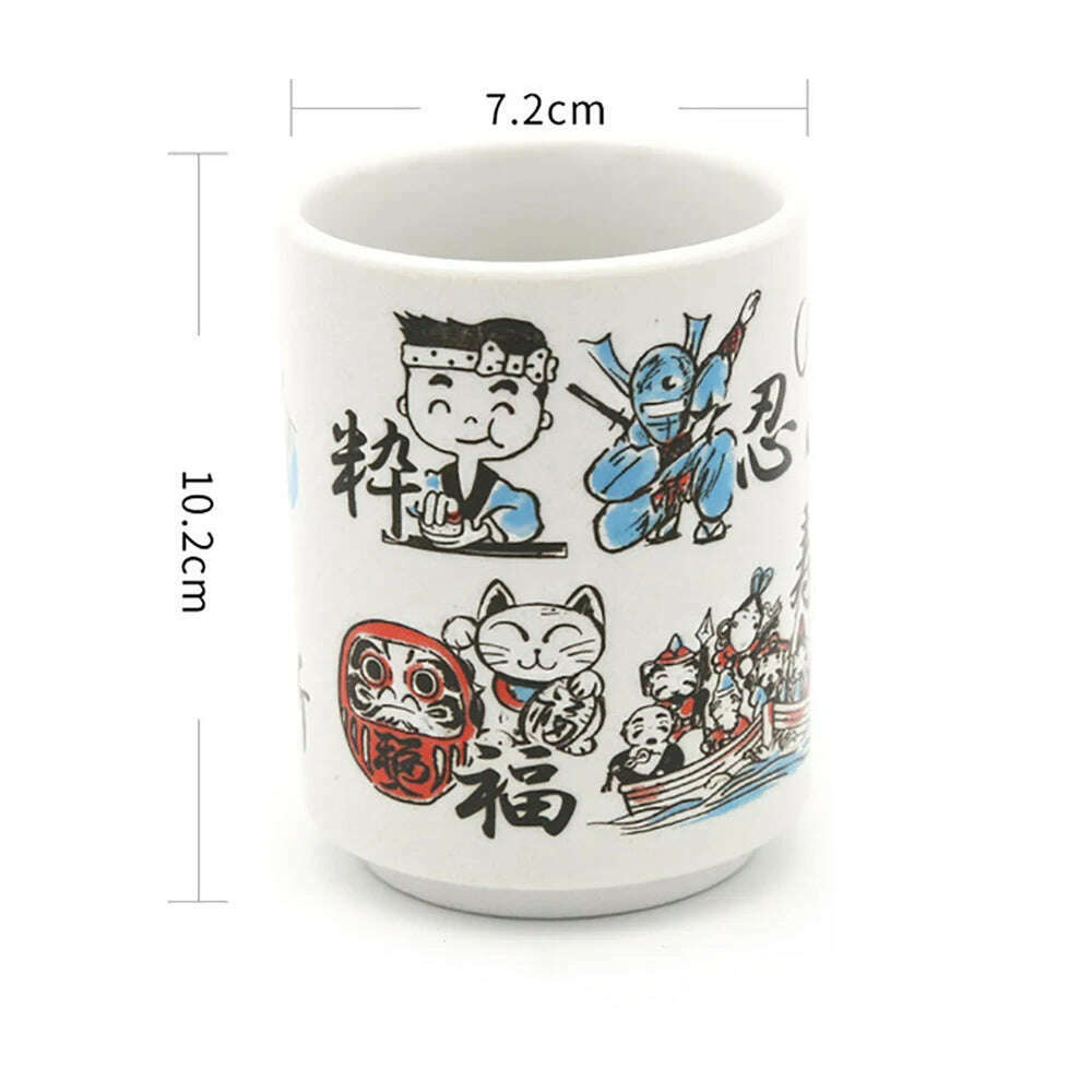 KIMLUD, Japanese Impression Ceramic Mugs 300ml Tea Wine Sushi Sake Cup Funny Family Restaurant Decoration Travel Gift for Friends, all star / 300ml, KIMLUD APPAREL - Womens Clothes