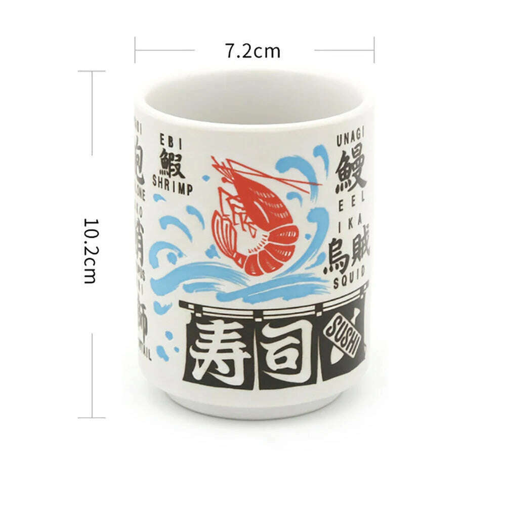 KIMLUD, Japanese Impression Ceramic Mugs 300ml Tea Wine Sushi Sake Cup Funny Family Restaurant Decoration Travel Gift for Friends, Seafood / 300ml, KIMLUD APPAREL - Womens Clothes