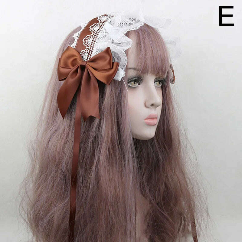 Japanese Lace Bow Ribbon Lolita Headdress Sweet Headband Cute Hair Clips Soft Headpiece Girl Anime Cosplay Hair Accessories - KIMLUD