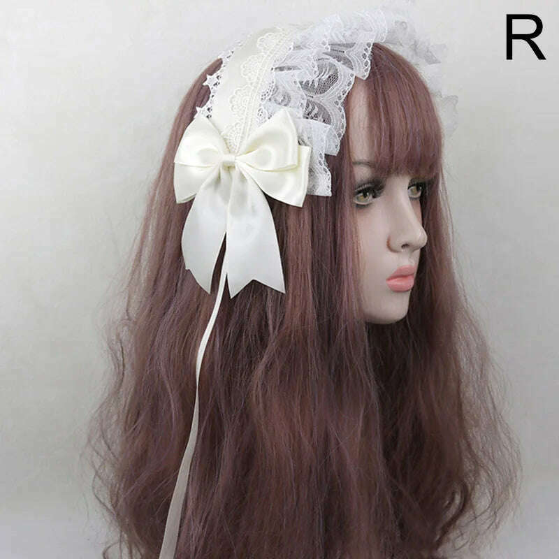 Japanese Lace Bow Ribbon Lolita Headdress Sweet Headband Cute Hair Clips Soft Headpiece Girl Anime Cosplay Hair Accessories - KIMLUD