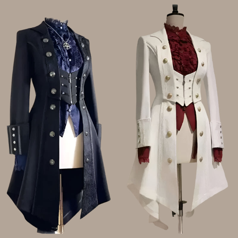 Japanese Retro Dark Long Trench Coat British Style Gothic Handsome Knight Outfit Lolita Sweet Long-sleeved Slimming Jacket - KIMLUD