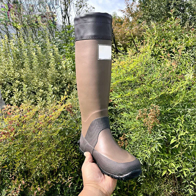 KIMLUD, Japanese Style Rain Shoes Boots Women Outdoor Camping Shoes High Barrel Fashion Rain Boots Lightweight Portable Women Beach Shoe, Coffee brown / 35, KIMLUD APPAREL - Womens Clothes