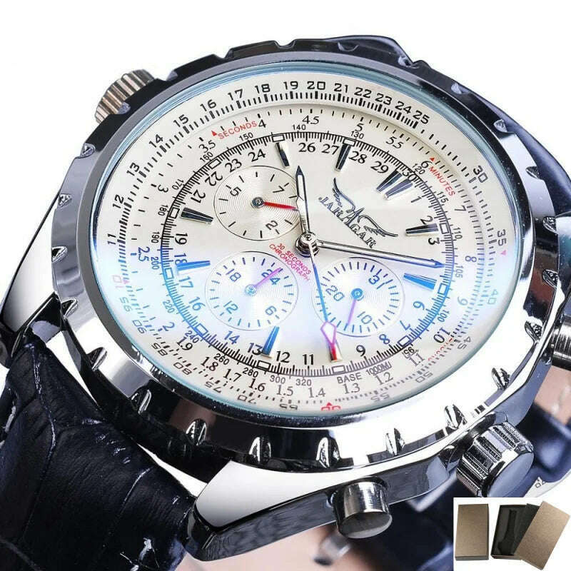 KIMLUD, JARAGAR 212 Men's Fashion Automatic Mechanical Watches Leisure Hollowing Dial Chronograph Luminous Multifunctional Wristwatch, KIMLUD Womens Clothes