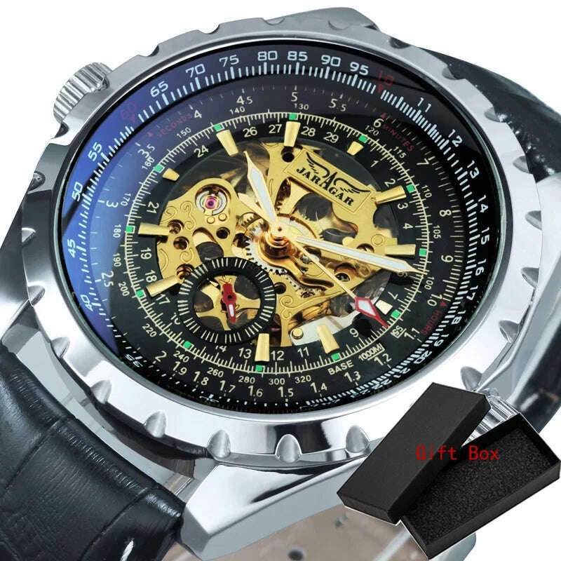 KIMLUD, Jaragar Brand Classic Automatic Mens Watch Relojes Hombre Silver Skeleton Steel Sport Business Mechanical Clock Watches Relogio, KIMLUD Womens Clothes