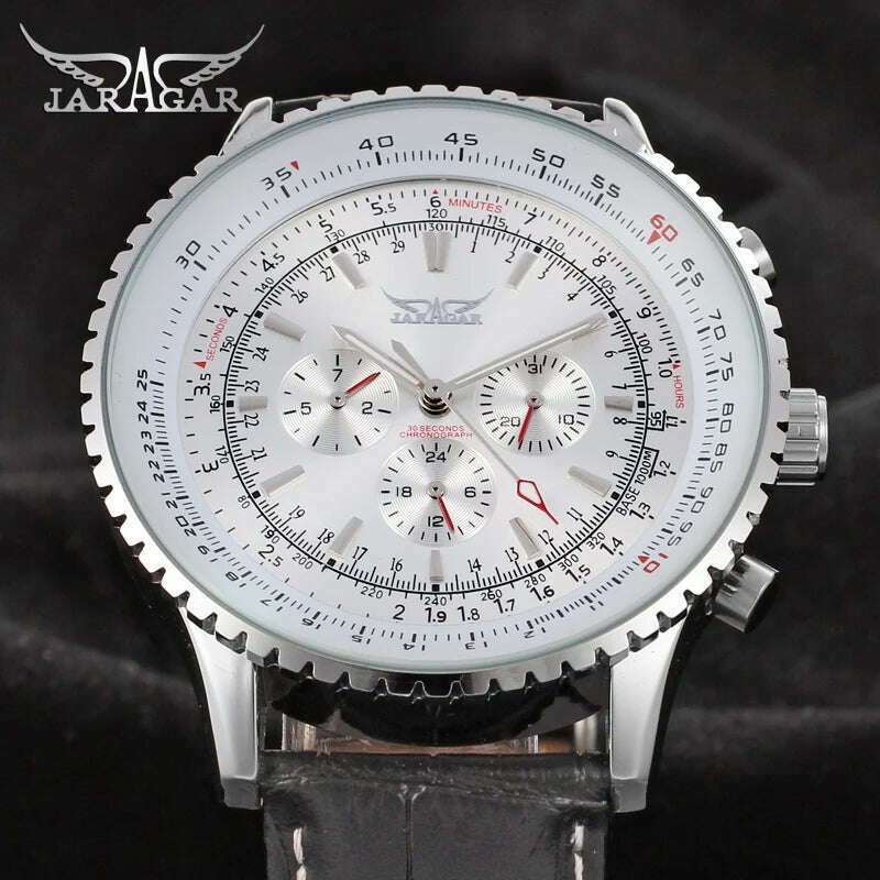 KIMLUD, JARAGAR Original Replica Big Dial Multifunctional Automatic Man Watch Leather Vintage Mechanical Waterproof Male Wrist Watches, KIMLUD Womens Clothes