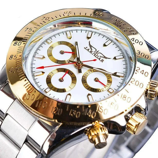 KIMLUD, Jaragar Relogio Masculino Watch Men 2019 Golden Big Dial Calendar Display Automatic Steel Wrist Watches Mechanical Clock For Men, GMT970-7, KIMLUD APPAREL - Womens Clothes