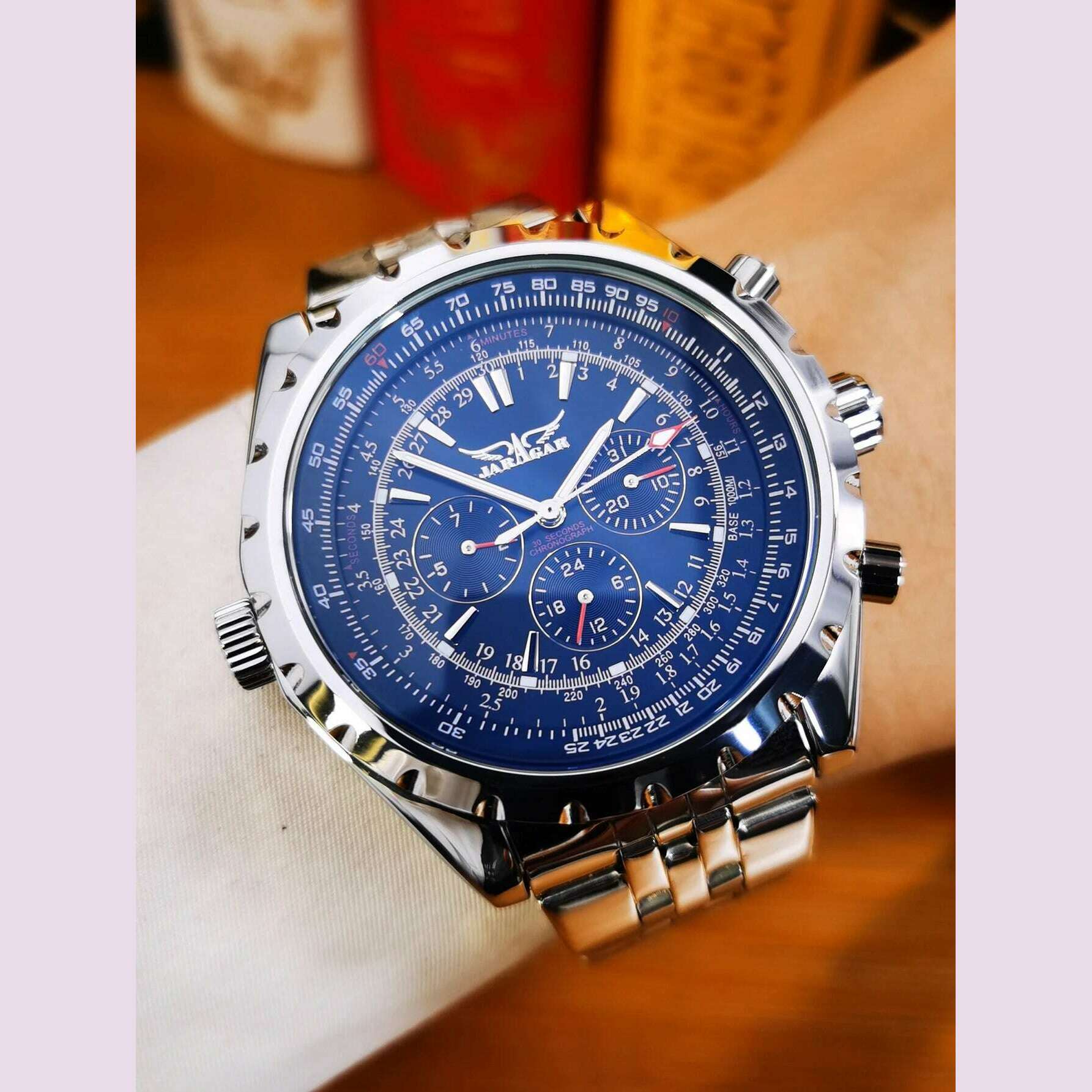 KIMLUD, JARAGAR Sports Mens Watches Top Brand Luxury Automatic Mechanical Watch for Men Silver Stainless Steel Strap Military Wristwatch, KIMLUD Womens Clothes