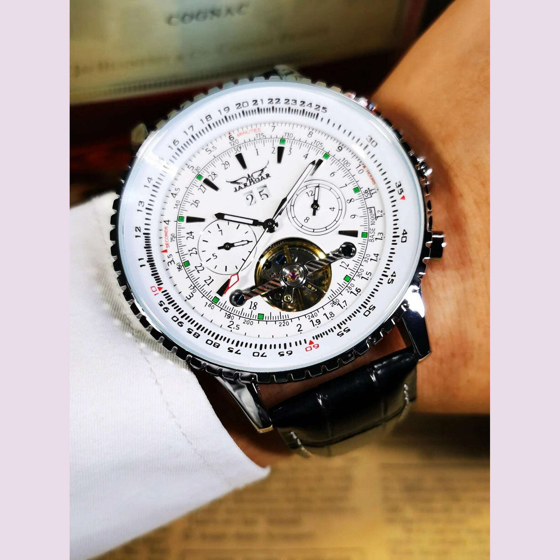 KIMLUD, JARAGAR Tourbillon Automatic Watch for Men Multifunction Sub-Dials Military Sports Mechanical Watches Luxury Leather Strap New, KIMLUD Womens Clothes