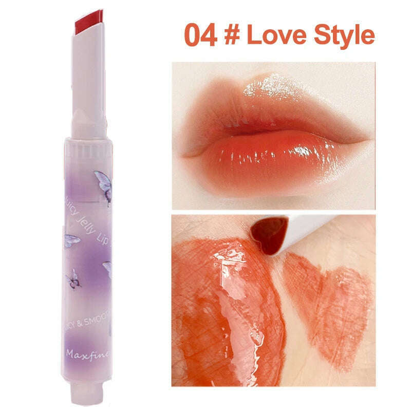 KIMLUD, Jelly Mirror Lipstick Makeup Love Shape Waterproof Non-stick Cup Solid Lip Gloss Clear Long Lasting Moisturizing Lipstick Pen, E04, KIMLUD Womens Clothes