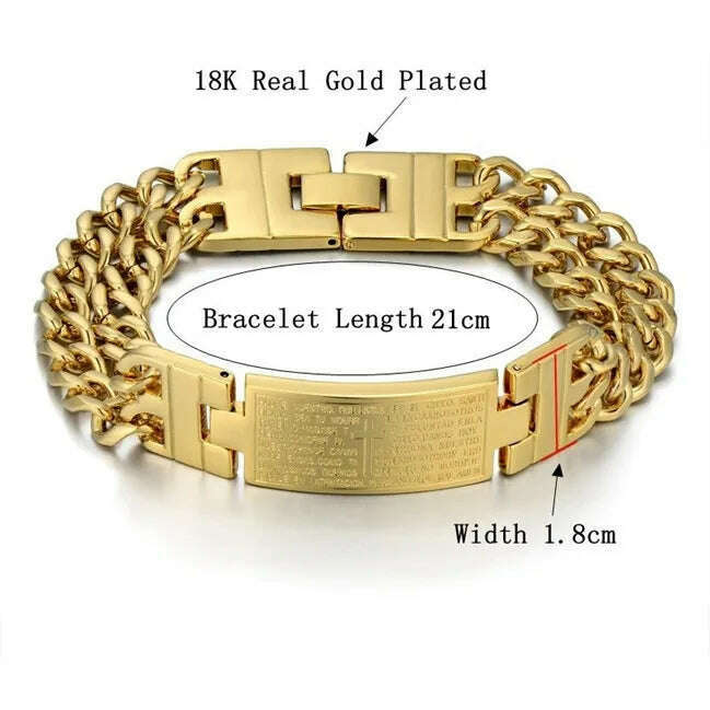 KIMLUD, Jesus Cross Men's 316L Stainless Steel Bracelet Male Wholesale pulseira Mens Braclets Gold Color Wrist Bracelets For Men Jewelry, SL341 Gold Color, KIMLUD APPAREL - Womens Clothes