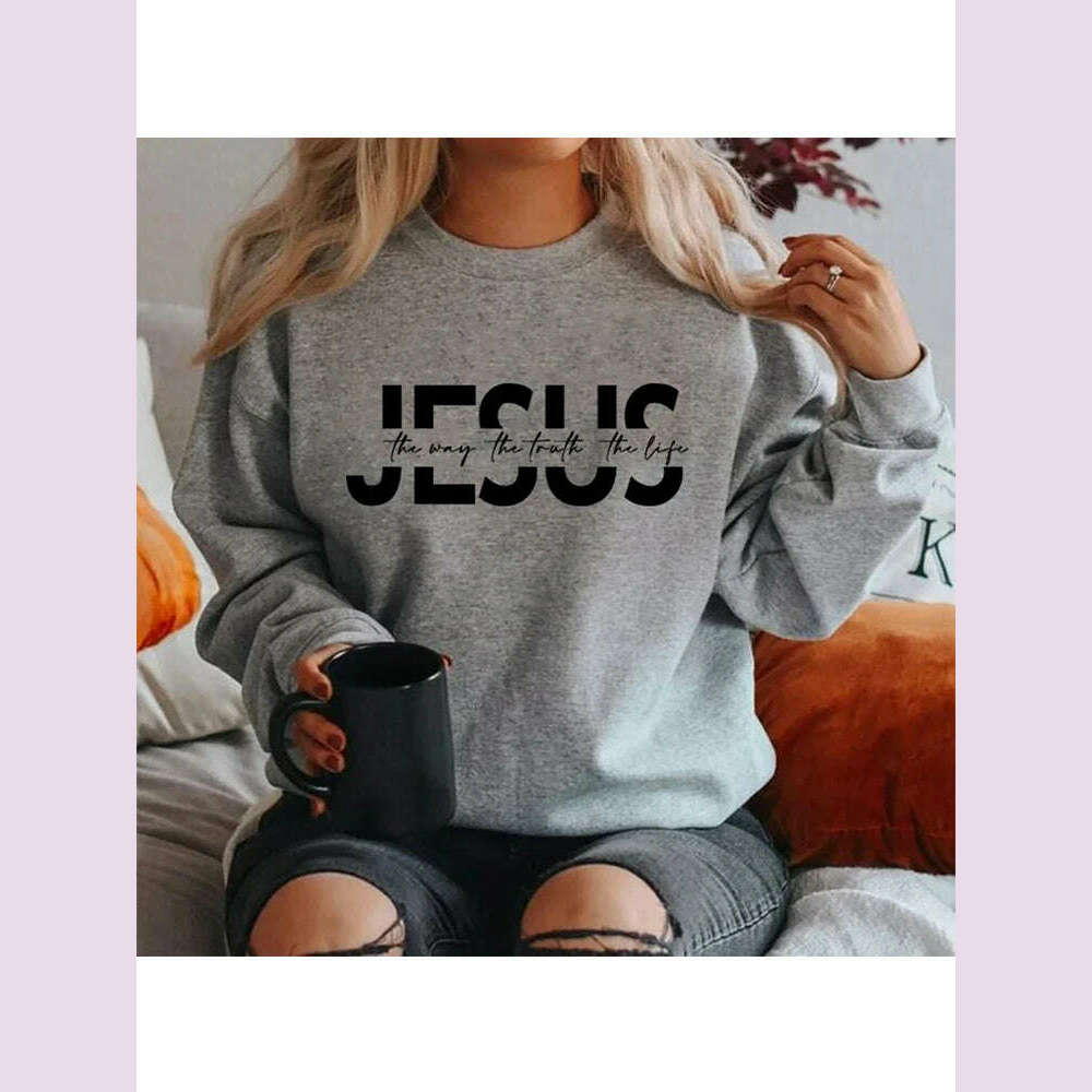 KIMLUD, Jesus The Way The Truth The Life Sweatshirt Christian Hoodie Jesus Gift Religious Pullovers Women Sweatshirts Christian Gifts, KIMLUD Womens Clothes