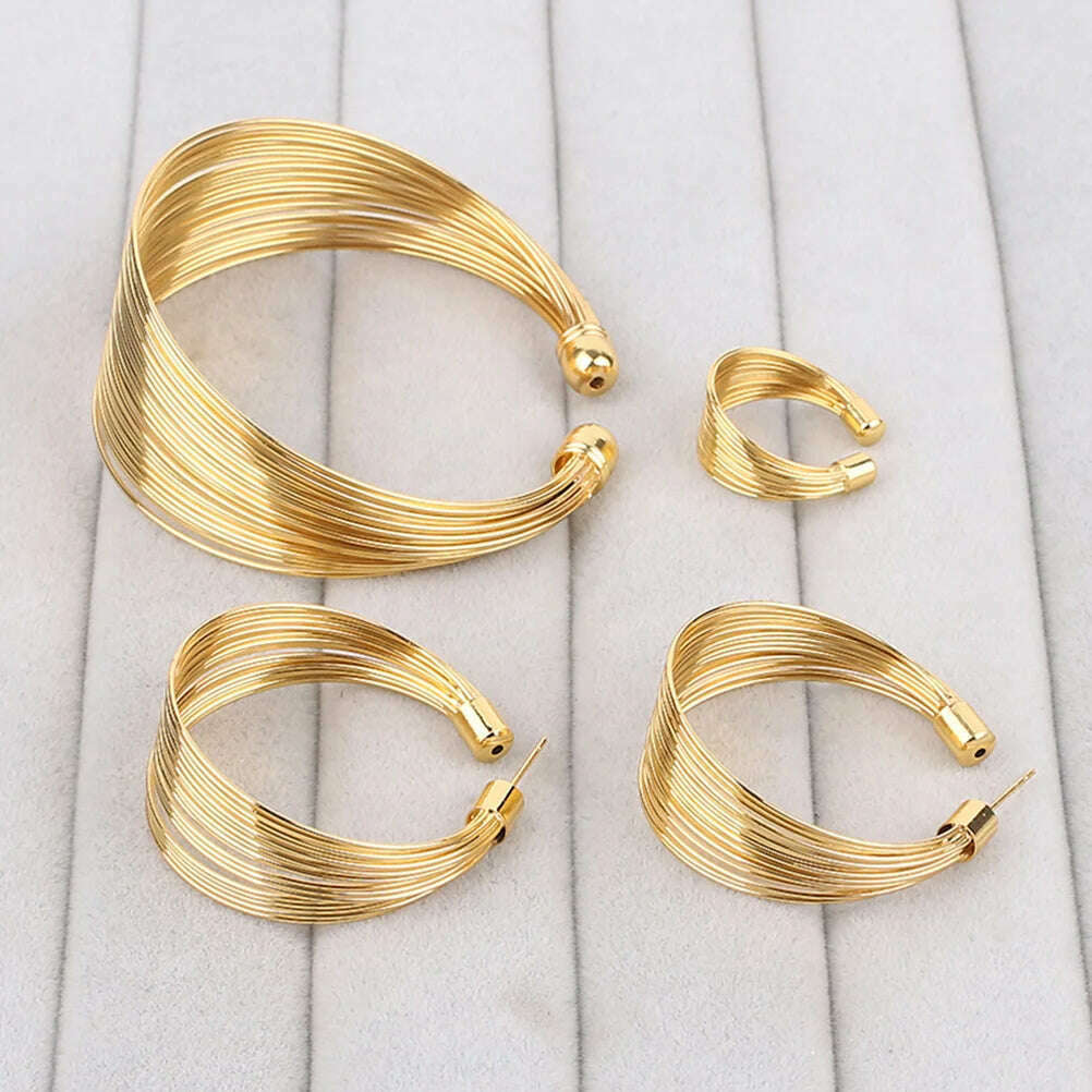 KIMLUD, Jewelry African Womennecklace Suit Earrings Choker Egyptian Africa Ethnic Multiple Strandsbridal National Bohemian Style Rings, KIMLUD Womens Clothes