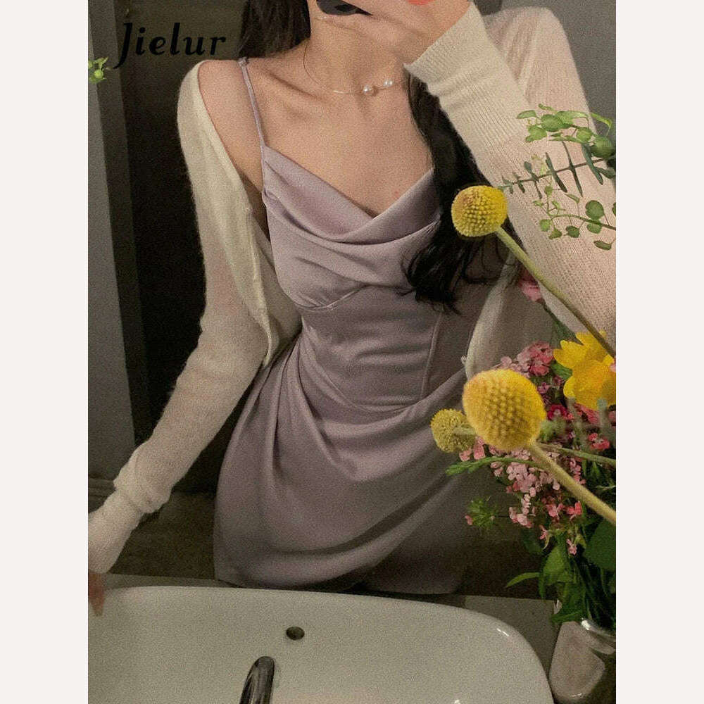 KIMLUD, Jielur New Women Corset Ruched Midi Dress Summer Spaghetti Strap Sexy Bodycon Elegant Party Slim One Piece Clothes Vestidos, Purple / M, KIMLUD APPAREL - Womens Clothes