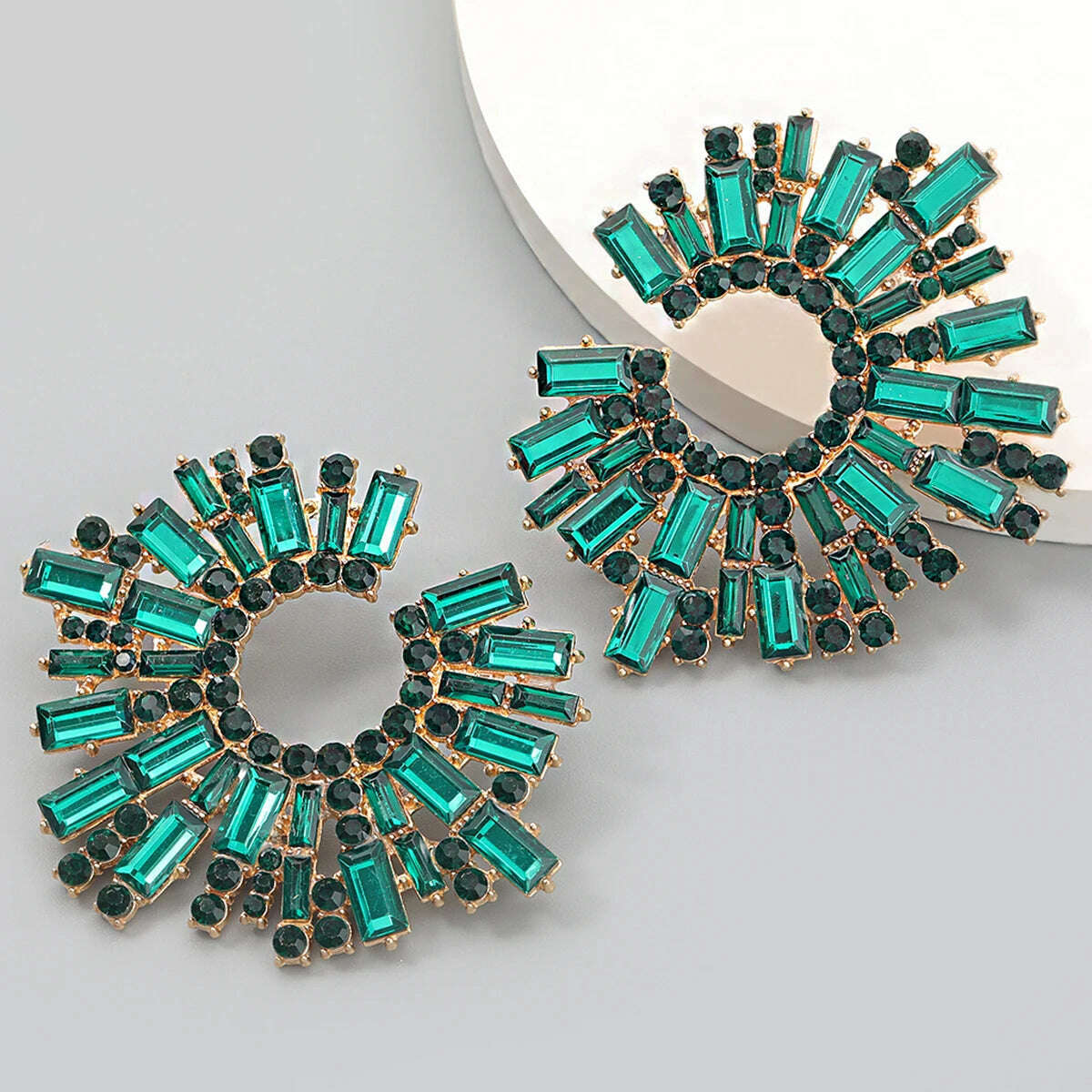 KIMLUD, JIJIAWENHUA New Trend women's Shiny Rhinestone Drop Earrings Modern Girl's Fashion Jewelry Accessories Hot Sale, eh14308lvs, KIMLUD APPAREL - Womens Clothes
