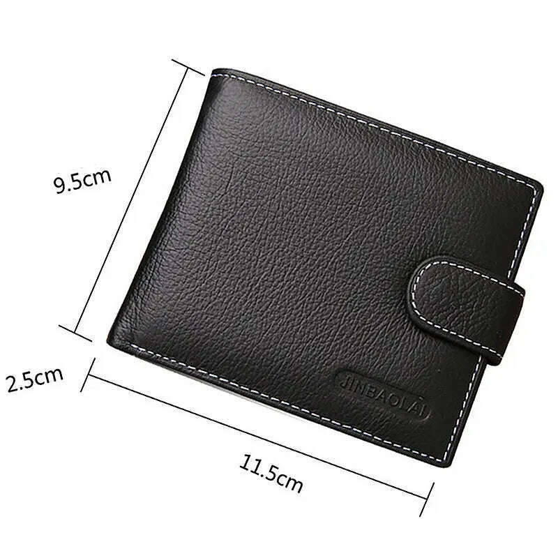 JINBAOLAI Leather Men Wallets Cow Leather Solid Sample Style Zipper Purse Man Card Horders Famous Brand High Quality Male Wallet - KIMLUD