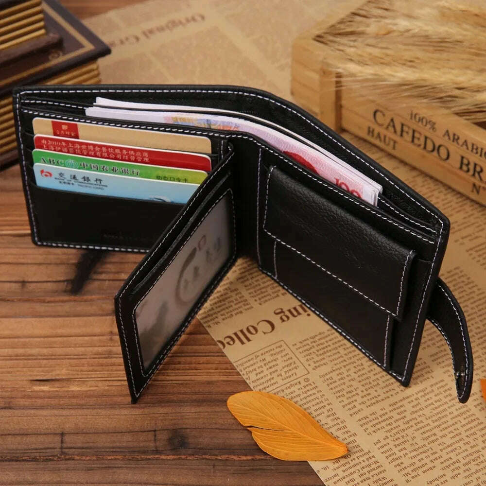 JINBAOLAI Leather Men Wallets Cow Leather Solid Sample Style Zipper Purse Man Card Horders Famous Brand High Quality Male Wallet - KIMLUD