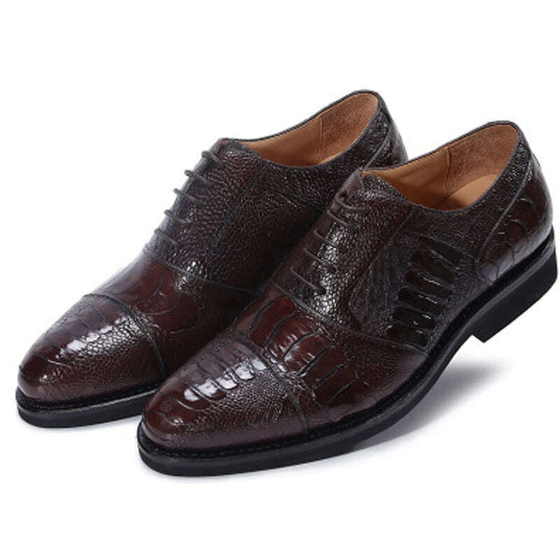 KIMLUD, jineyu new Men shoes business leisure Ostrich leather menshoes ostrich Claw skin Rubber soles lace-up Men shoes, KIMLUD Womens Clothes
