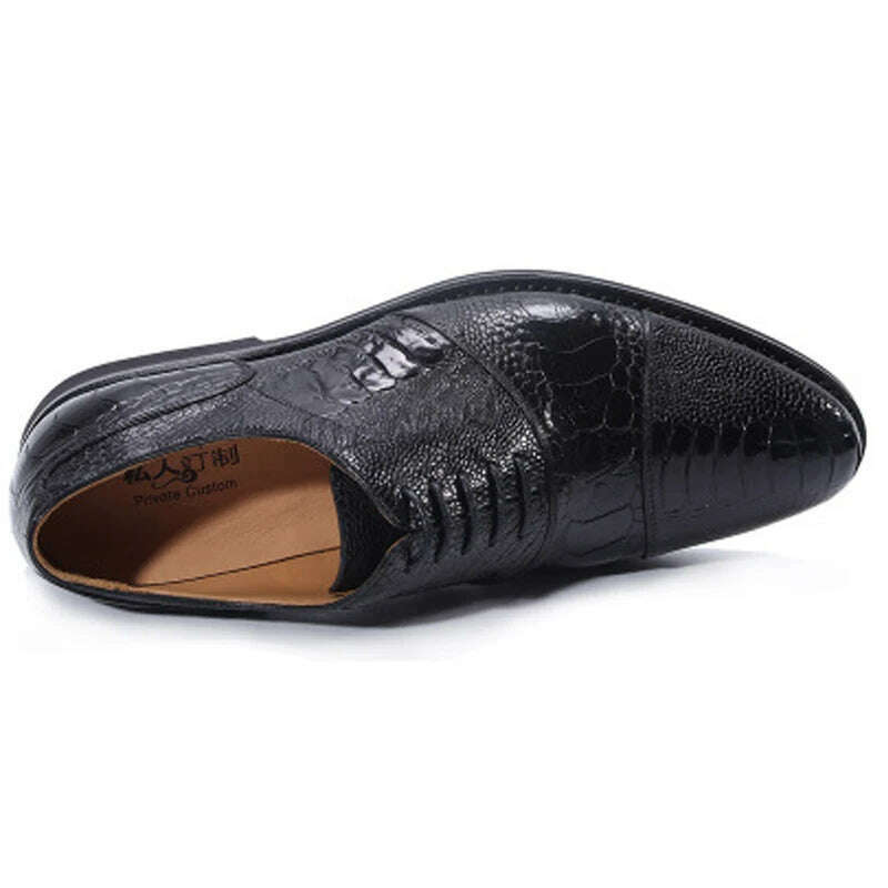 KIMLUD, jineyu new Men shoes business leisure Ostrich leather menshoes ostrich Claw skin Rubber soles lace-up Men shoes, KIMLUD Womens Clothes