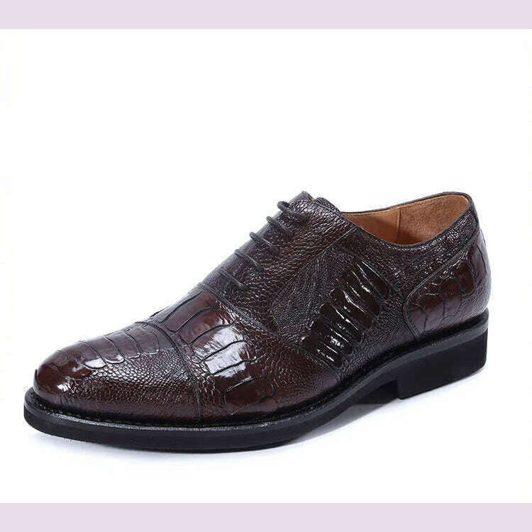 KIMLUD, jineyu new Men shoes business leisure Ostrich leather menshoes ostrich Claw skin Rubber soles lace-up Men shoes, KIMLUD Womens Clothes