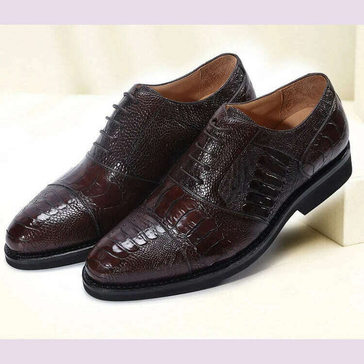 KIMLUD, jineyu new Men shoes business leisure Ostrich leather menshoes ostrich Claw skin Rubber soles lace-up Men shoes, KIMLUD Womens Clothes