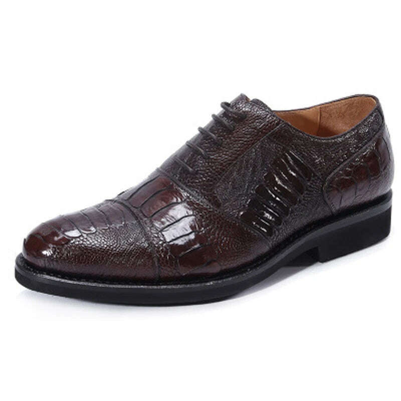 KIMLUD, jineyu new Men shoes business leisure Ostrich leather menshoes ostrich Claw skin Rubber soles lace-up Men shoes, red / CHINA / 44, KIMLUD APPAREL - Womens Clothes