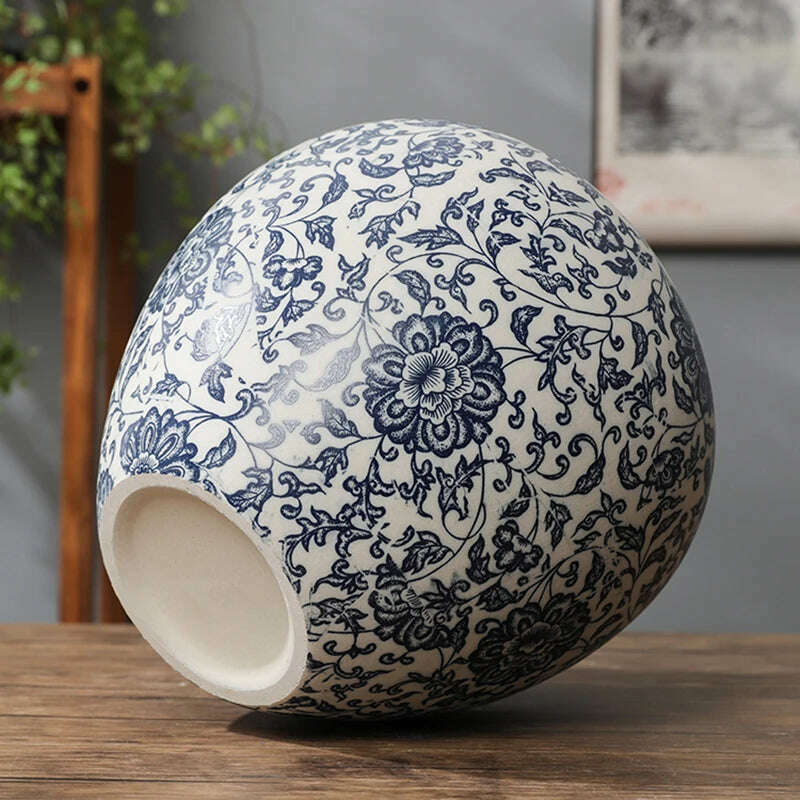 KIMLUD, Jingdezhen-ceramic vase for home decoration, blue and white porcelain decoration, KIMLUD Womens Clothes