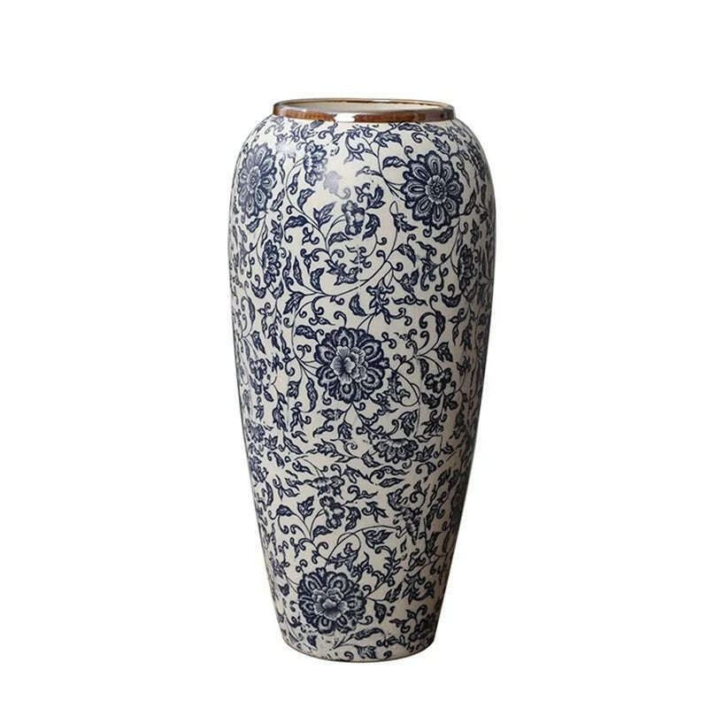 KIMLUD, Jingdezhen-ceramic vase for home decoration, blue and white porcelain decoration, KIMLUD Womens Clothes