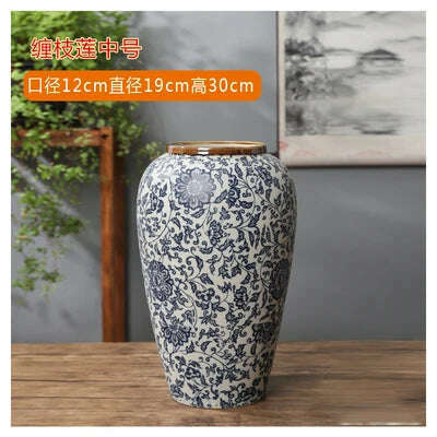 KIMLUD, Jingdezhen-ceramic vase for home decoration, blue and white porcelain decoration, B, KIMLUD APPAREL - Womens Clothes
