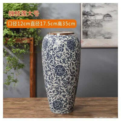 KIMLUD, Jingdezhen-ceramic vase for home decoration, blue and white porcelain decoration, C, KIMLUD APPAREL - Womens Clothes
