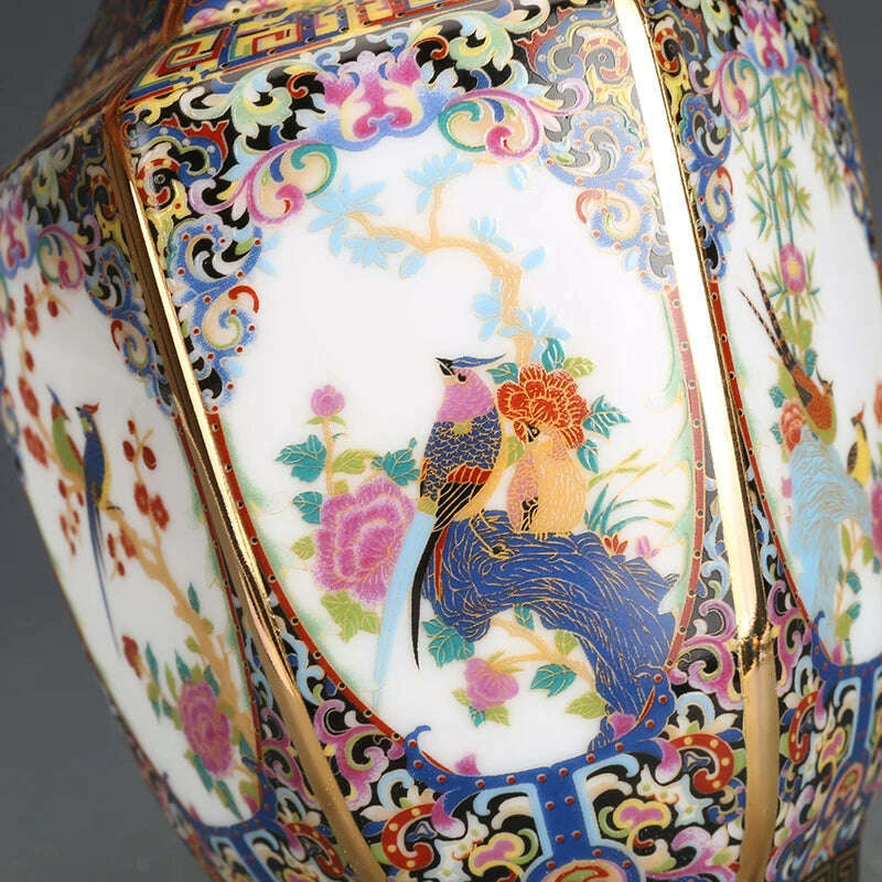 Jingdezhen Porcelain Vase Porch Ornaments Antique Official Enamel Porcelain Antique Collection Square Vase - KIMLUD