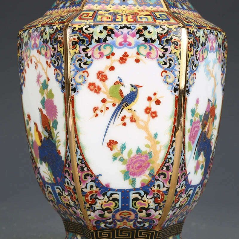Jingdezhen Porcelain Vase Porch Ornaments Antique Official Enamel Porcelain Antique Collection Square Vase - KIMLUD