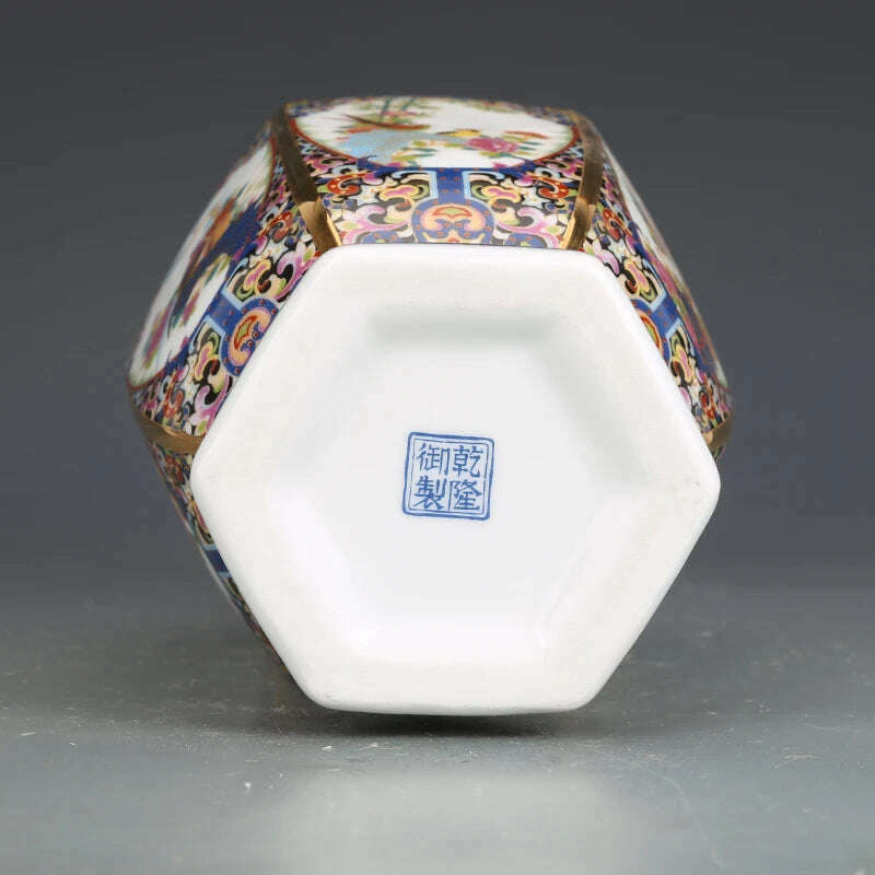 Jingdezhen Porcelain Vase Porch Ornaments Antique Official Enamel Porcelain Antique Collection Square Vase - KIMLUD