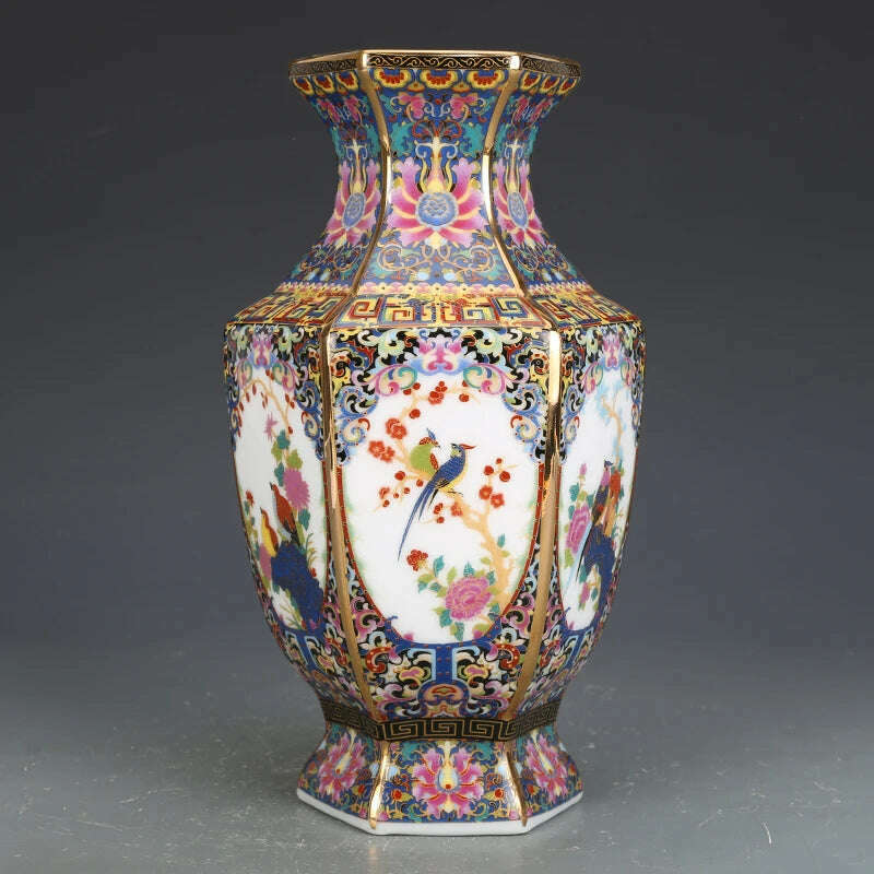 Jingdezhen Porcelain Vase Porch Ornaments Antique Official Enamel Porcelain Antique Collection Square Vase - KIMLUD