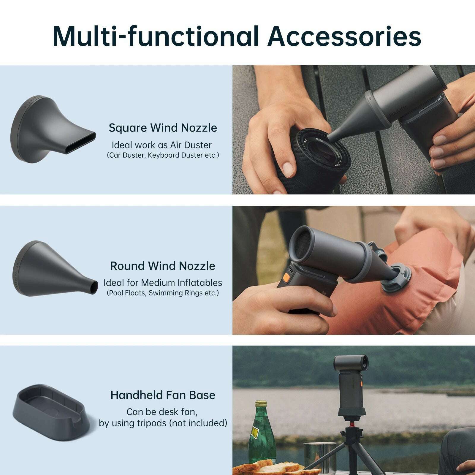 KIMLUD, JISULIFE Portable Turbo Handheld Fan, 100 Winds Speeds Adjustable, 9000 mAh Rechargeable Battery, LED Display, Outdoor Camping, KIMLUD Womens Clothes