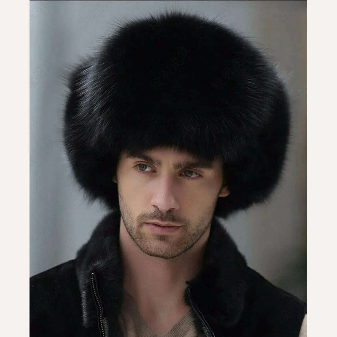KIMLUD, JKP 2022 Genuine Silver Fox Fur Winter Hats Men Real Raccoon Fur Lei Feng Cap for Russian Keep Warm Bomber Leather Hat 1002, black / CHINA, KIMLUD Womens Clothes