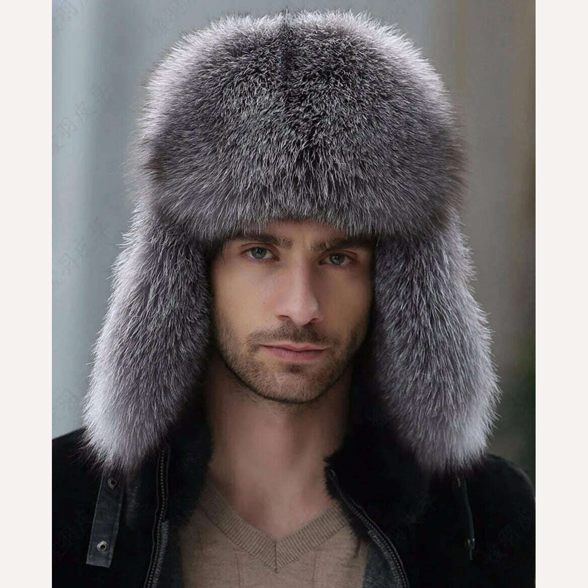 KIMLUD, JKP 2022 Genuine Silver Fox Fur Winter Hats Men Real Raccoon Fur Lei Feng Cap for Russian Keep Warm Bomber Leather Hat 1002, KIMLUD Womens Clothes