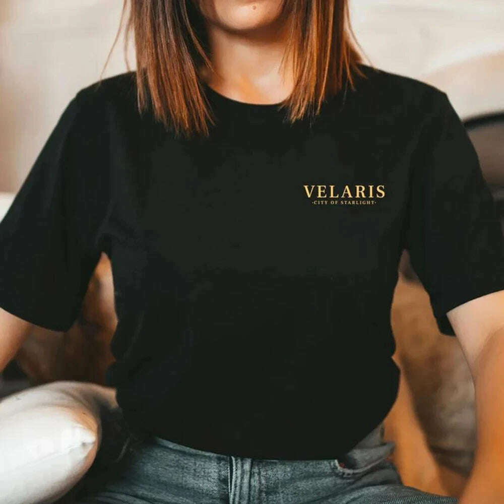 JM Two Side Velaris T-shirt Feyre's Tattoo ACOTAR Bookish Shirts Men Women Tshirts Short Sleeve Vintage T Shirt Tops SJM Merch - KIMLUD