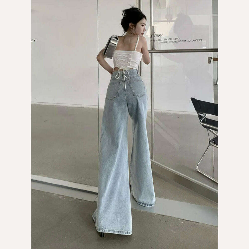 Jmprs Loose Women Jeans High Waist Korean Causal Ladies Wide Leg Denim Pants Fashion Simple Female Baggy Trousers - KIMLUD