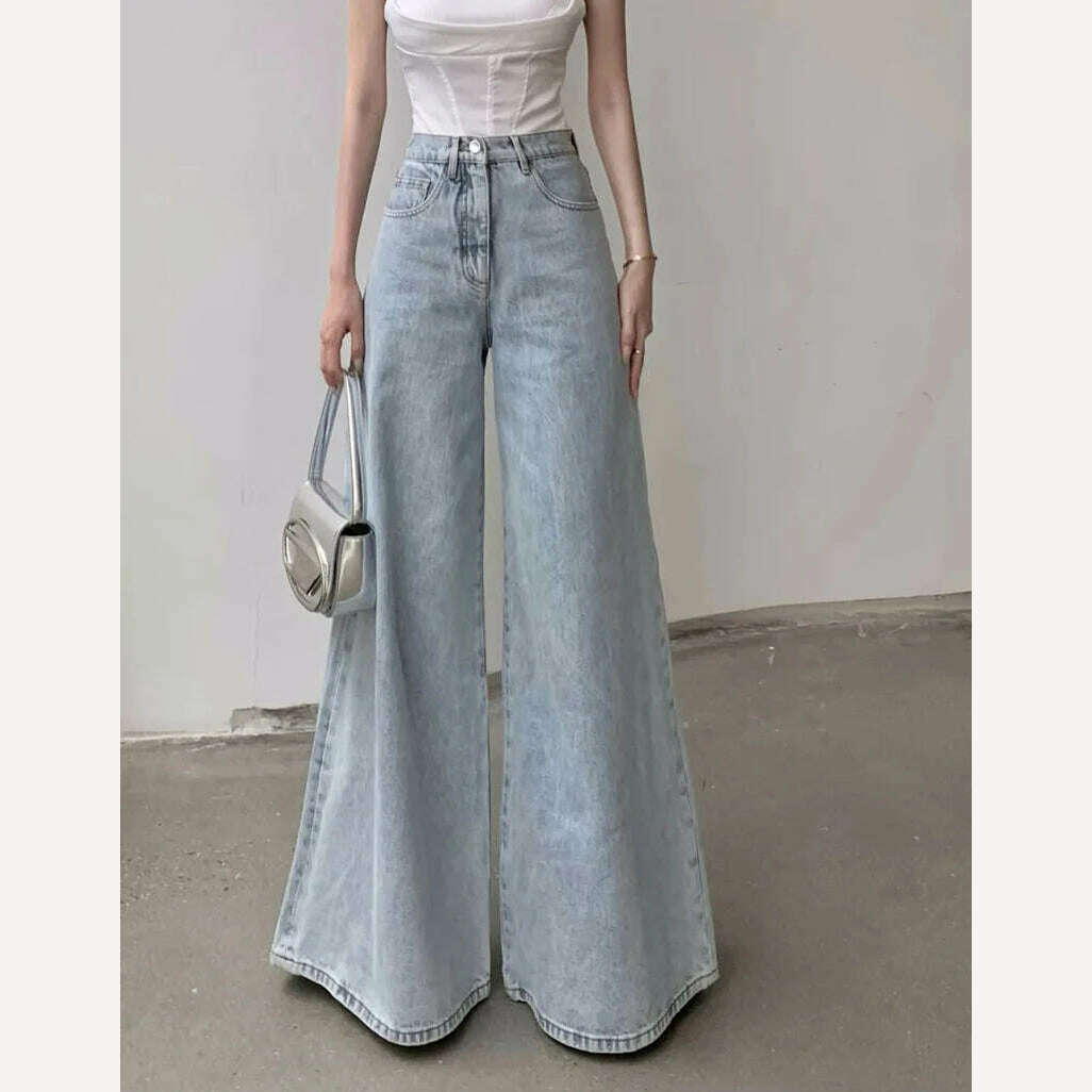 Jmprs Loose Women Jeans High Waist Korean Causal Ladies Wide Leg Denim Pants Fashion Simple Female Baggy Trousers - KIMLUD