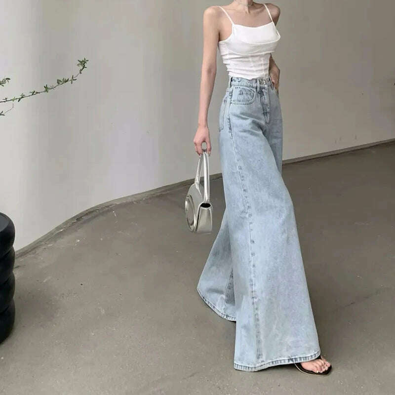 Jmprs Loose Women Jeans High Waist Korean Causal Ladies Wide Leg Denim Pants Fashion Simple Female Baggy Trousers - KIMLUD