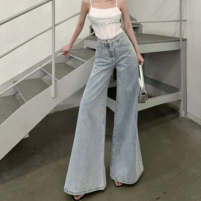 Jmprs Loose Women Jeans High Waist Korean Causal Ladies Wide Leg Denim Pants Fashion Simple Female Baggy Trousers - KIMLUD