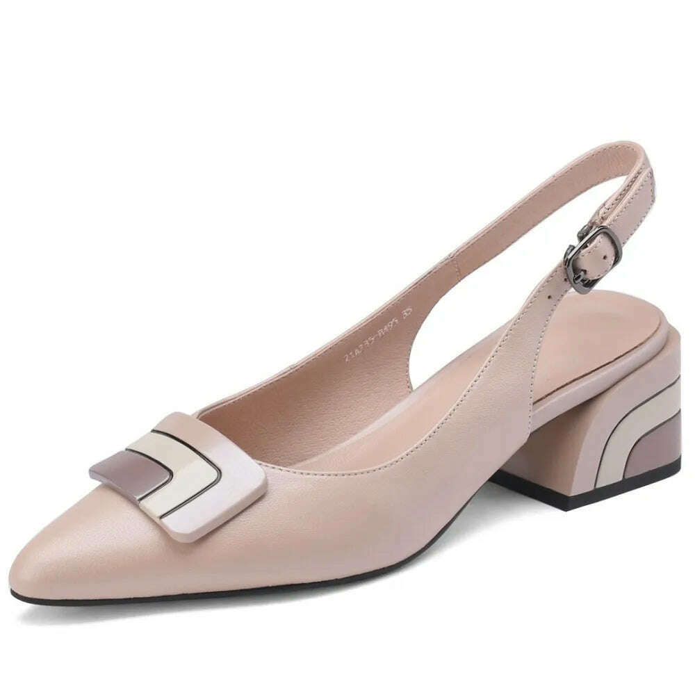 KIMLUD, 【JOCHEBED HU】Summer Genuine Leather Chunky Sandals Sexy Women High Heels Shoes New Brand Party Designer Slingback Slippers Pumps, Light pink / 33, KIMLUD Womens Clothes