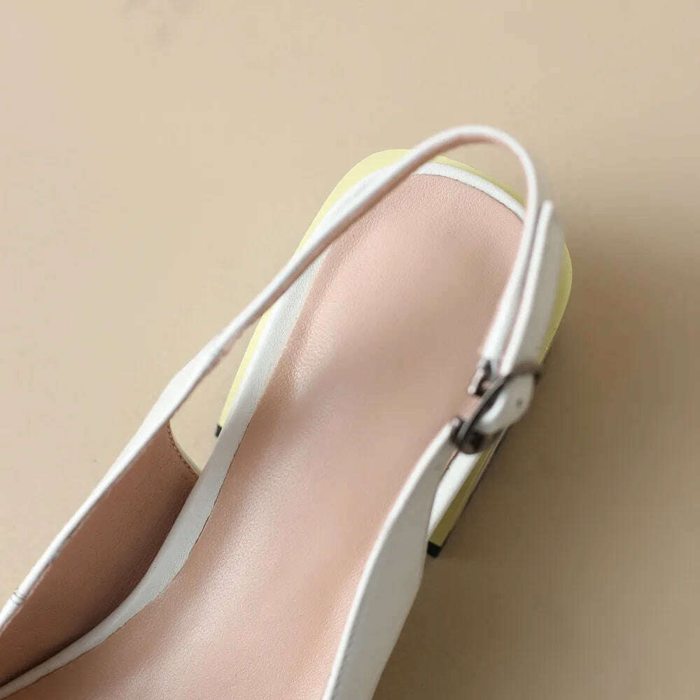 KIMLUD, 【JOCHEBED HU】Summer Genuine Leather Chunky Sandals Sexy Women High Heels Shoes New Brand Party Designer Slingback Slippers Pumps, KIMLUD Womens Clothes
