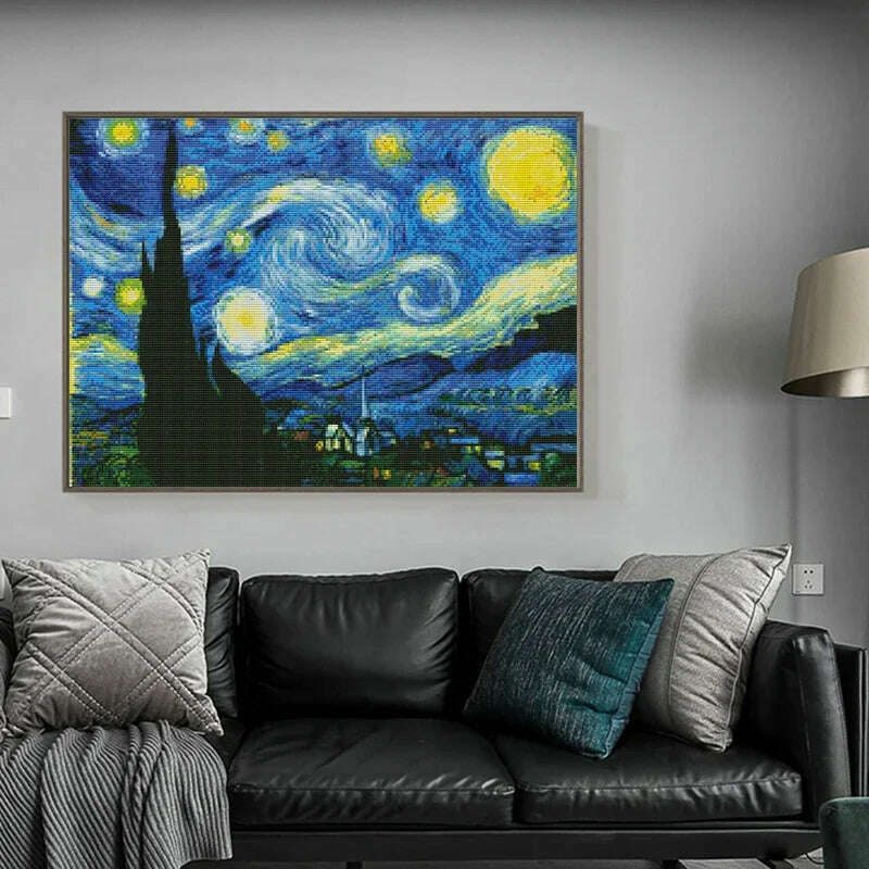 KIMLUD, Joy Sunday Cross Stitch Kits Stamped Counted Fabric Aida 16/14/11CT DIY Hand Embroidery Set Abstract Art Home Decoracion Gift, KIMLUD Womens Clothes