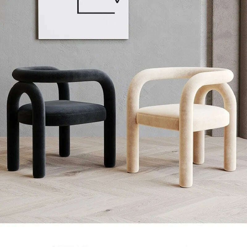 JOYLIVE Armchair Back Vanity Chair Nordic Designer Single Dining Chair Casual Bedroom Household Stool Lazy Couch Dropshipping - KIMLUD