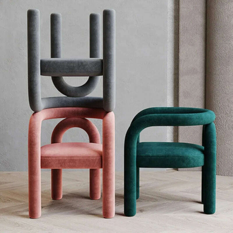 JOYLIVE Armchair Back Vanity Chair Nordic Designer Single Dining Chair Casual Bedroom Household Stool Lazy Couch Dropshipping - KIMLUD